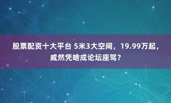 股票配资十大平台 5米3大空间，19.99万起，威然凭啥成论坛座驾？
